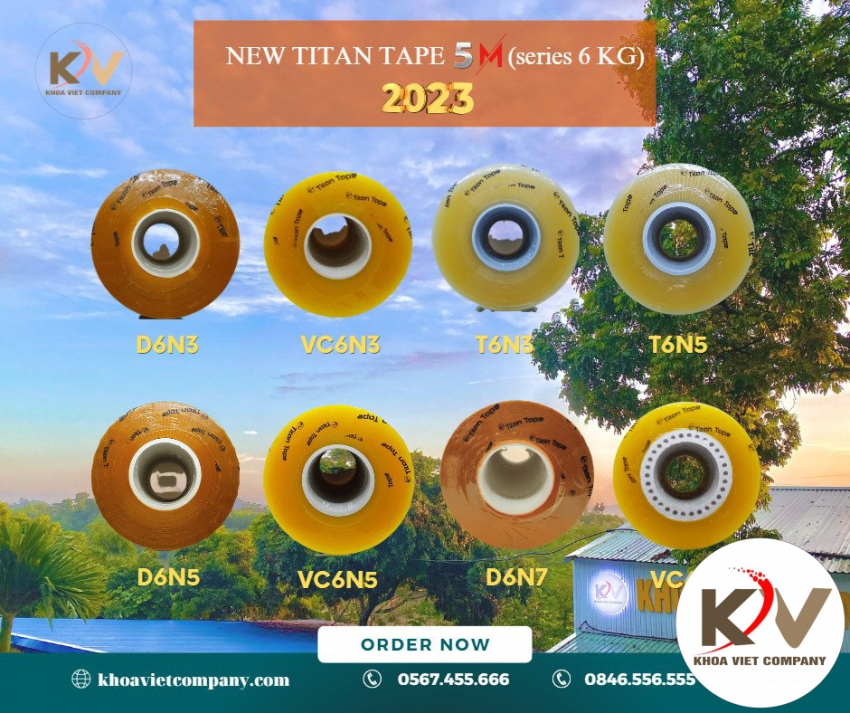 Băng Dính Titan 5M - 6KG lõi 2li, 3li, 5li, 7li, 9li, lõi lỗ, lõi giấy